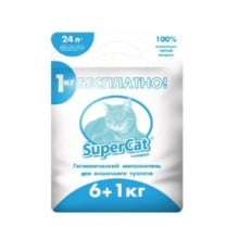 Деревне наповнювач SuperCat для туалету стандарт, 6 + 1 кг, синій