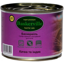 Вологий корм Baskerville для котів, качка і індик, 200 г