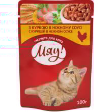 Консерва Мяу курица в нежном соусе для котов, 100 г