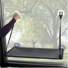 Спальное место K&H Ez Mount Window Kitty Sill на окно, для котов, серый, 58.5×30.5 см