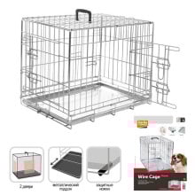 Клетка Flamingo Wire Cage для собак, двухдверная, с ручкой и выдвижным поддоном, 12.2 кг, 93х57х62 см