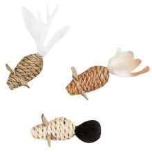 Іграшка Flamingo Mice Seaweed Nature мишка для котів, мотузкова плетені, 2.5х5 см, 3 од