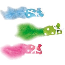 Игрушка Flamingo Polka Mouse для кошек, мышка с пером и кошачьей мятой, ткань, 11х1х2.5 см