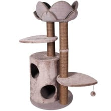 Комплекс спально-игровой Flamingo Tree Basket Lotus для кошек, из плюша, текстиля и сизаля, 48×48×110 см
