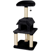 Когтеточка Flamingo Scratch Tree с домиком для котов, черная, 56х56×128 см