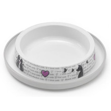 Миска Moderna Trendy Dinner Cats in Love для кошек и собак, пластик, светло-серая, 210 мл, d-15 см
