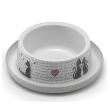Миска Moderna Trendy Dinner №1 Cats in Love для котів і собак, пластик, світло-сіра, 350 мл, d-16 см