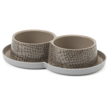 Подвійна миска Moderna Double Trendy Dinner WildLife для котів і собак, бежева, 2×350 мл, d-10 см