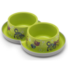 Подвійна миска Moderna Double Trendy Dinner Friends Forever для котів і собак, зелена, 2×350 мл, d-10 см