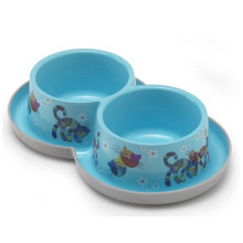 Подвійна миска Moderna Double Trendy Dinner Friends Forever для котів і собак, блакитна, 2×350 мл, d-10 см