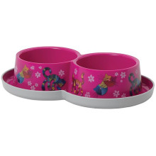 Подвійна миска Moderna Double Trendy Dinner Friends Forever для котів, яскраво-рожева, 2×350 мл, d-10 см