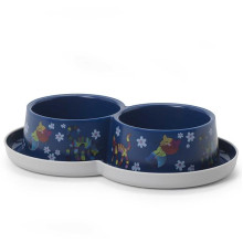 Подвійна миска Moderna Double Trendy Dinner Friends Forever для котів і собак, чорнична, 2×350 мл, d-10 см