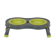 Миска Dexas Double Feeder на складаний підставці, для собак і котів, зелена, 240 мл