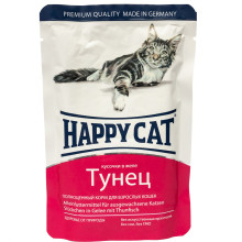 Влажный корм Happy Cat Mit Thunfisch in Gelee для взрослых кошек, кусочки в желе, с тунцом, 100 г