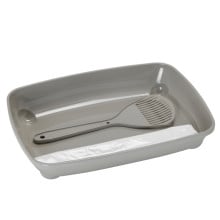 Туалет Moderna Arist-O-Tray для кошенят з лопаткою і пакетами, сірий, 27,9 х 35 х 6,2 см
