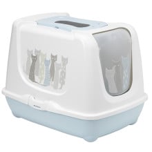 Закрытый туалет Moderna Trendy Cat Maasai для кошек c фильтром и совком, голубой, 57.4х44.8х42.7 см