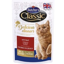 Влажный корм Butcher's Cat Delicious для кошек, с говядиной, пауч, 100 г
