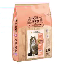 Сухой корм Home Food Hairball Control для выведения шерсти у взрослых кошек, с индейкой и уткой, 1.6 кг
