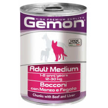 Вологий корм GEMON DOG WET Medium Adult шматочки з яловичиною і печінкою 0,415 кг