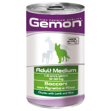 Вологий корм GEMON DOG WET Medium Adult шматочки з ягням і рисом 1,25 кг