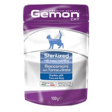 Влажный корм GEMON CAT WET Sterilized кусочки с тунцом и рыбкой дори 0,1 кг