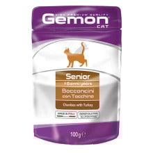 Влажный корм GEMON CAT WET Senior кусочки с индейкой 0,1 кг