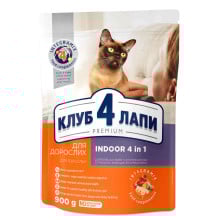 Сухий корм Клуб 4 Лапи Indoor 4 в 1 Adult Premium для дорослих кішок, які живуть в приміщенні, 900 г
