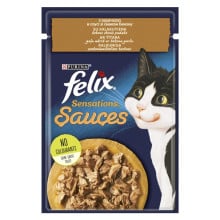 Влажный корм Purina Felix Sensations Sauces для кошек, с индейкой в соусе со вкусом бекона, 85 г