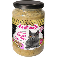 Корм Леопольд, аппетитный мясной соус для котов к сухому корму или каше, 345 г