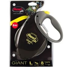 Поводок-рулетка Flexi Neon Giant XL для собак до 75 кг, 8 м, лента, черная