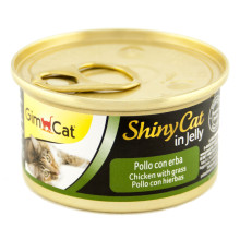 Влажный корм GimCat Shiny Cat для кошек, с курицей и травой, 70 г