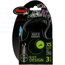 Поводок-рулетка Flexi Black Design XS для собак до 8 кг, 3 м, трос, синяя