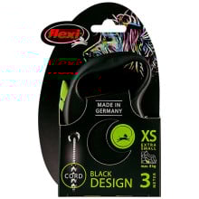Поводок-рулетка Flexi Black Design XS для собак до 8 кг, 3 м, трос, зеленая