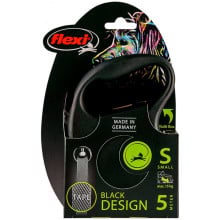 Поводок-рулетка Flexi Black Design S для собак до 15 кг, 5 м, лента, черная