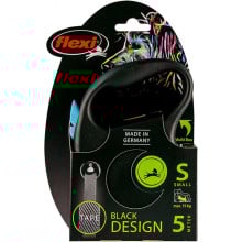 Поводок-рулетка Flexi Black Design S для собак до 15 кг, 5 м, лента, синяя