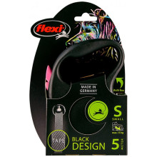 Поводок-рулетка Flexi Black Design S для собак до 15 кг, 5 м, лента, розовая