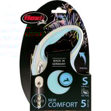 Поводок-рулетка Flexi New Comfort S для собак до 12 кг, 5 м, трос, голубой
