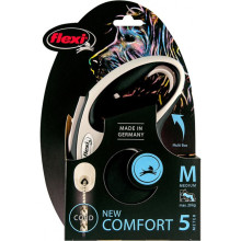Поводок-рулетка Flexi New Comfort M для собак до 20 кг, 5 м, трос, чёрный