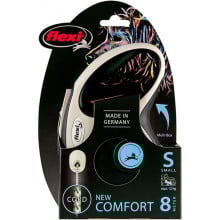 Поводок-рулетка Flexi New Comfort S для собак до 12 кг, 8 м, трос, чёрный