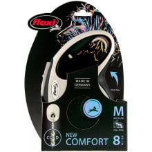 Поводок-рулетка Flexi New Comfort M для собак до 20 кг, 8 м, трос, чёрный