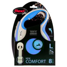 Поводок-рулетка Flexi New Comfort L для собак до 50 кг, 8 м, лента, синий