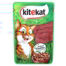Влажный корм Kitekat для кошек, с говядиной в соусе, 100 г