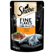 Влажный корм Sheba Fine Flakes для кошек, с индейкой в желе, 85 г