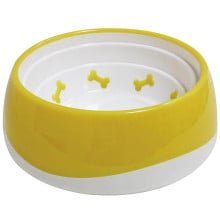 Миска Croci Tpr Bone для кошек и собак, пластик, желтая, 550 мл, 16.8×6 см