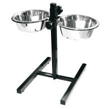 Стойка с двумя мисками Croci Dinner Set для собак, нержавейка, регулируемый, 2×20 см, 1.9 л