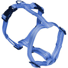 Шлея H-образная Croci Soft Reflective для собак, светоотражающая, нейлон, голубая, 2.5×65-80 см