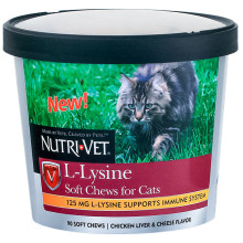 Жевательные таблетки для иммунитета Nutri-Vet L-Lysine для кошек, 90 табл