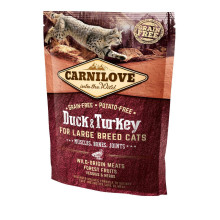 Сухой корм Carnilove Cat Large Breed, для кошек крупных пород, утка, индейка, 0.4 кг