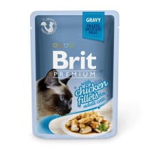 Вологий корм Brit Premium Cat, для кішок, філе курки в соусі, 85 г