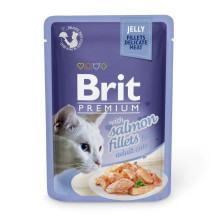 Вологий корм Brit Premium Cat, для кішок, філе лосося в желе, 85 г